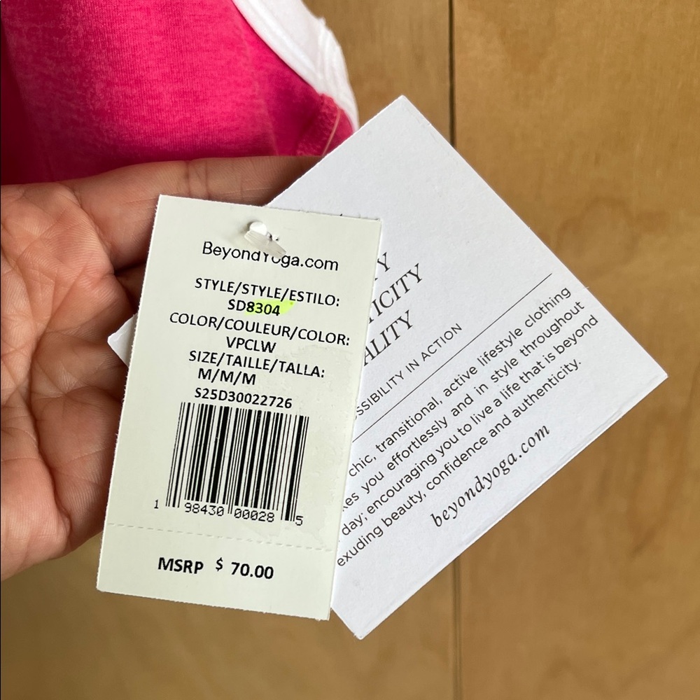 Beyond Yoga Pink and White Sports Bra - Picture 2 of 6